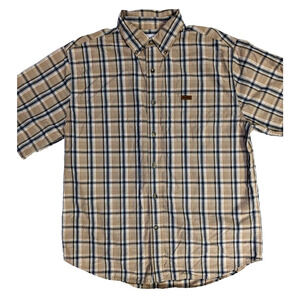 Carhartt Shirt Mens Large Short Sleeve Brown Plaid 100% Cotton